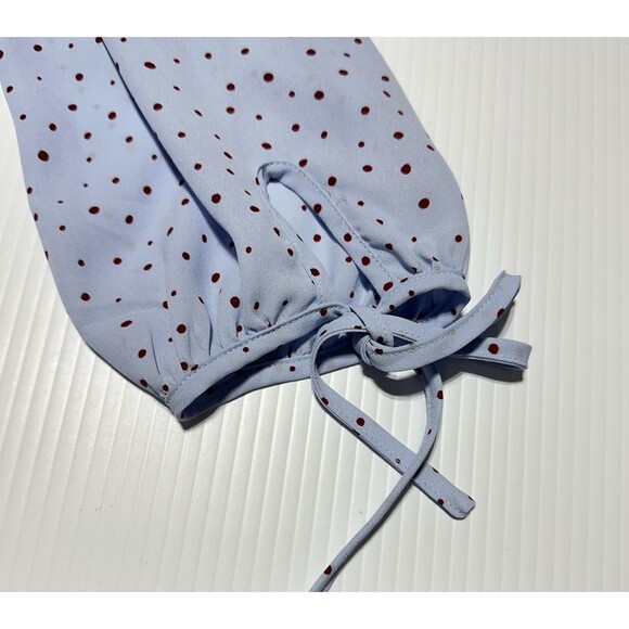 Collective Concepts Womens Blue Red Polka Dot Blouse Split Neck Popover Size XL - Picture 6 of 10